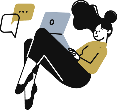 イラスト:笑顔でPCを操作する女性