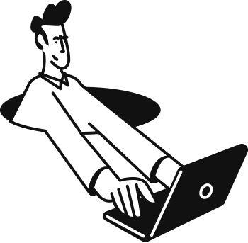 イラスト:笑顔でPCを操作する女性