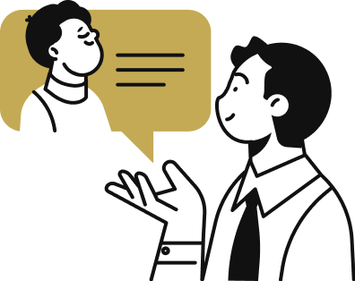 イラスト：インタビューする様子